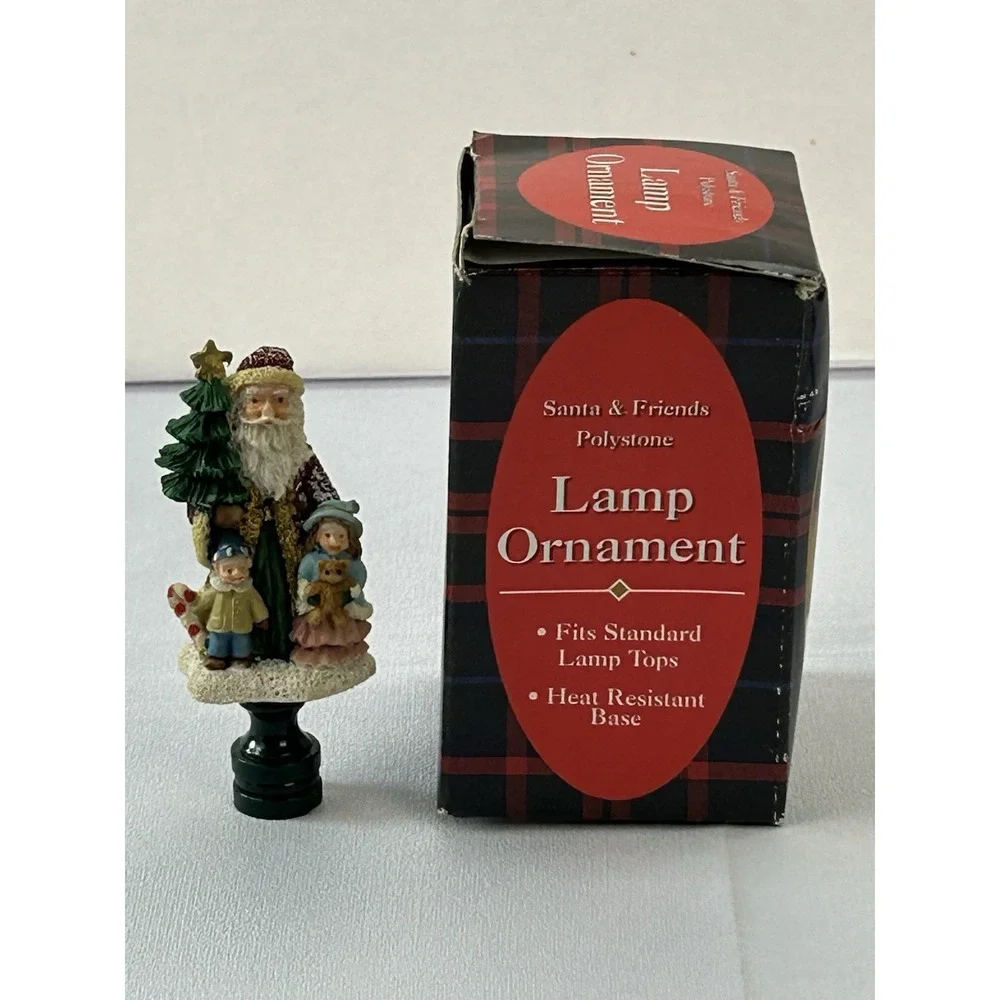 Vintage Santa Lamp Top Ornament Christmas Tree Children Figurine Original Box